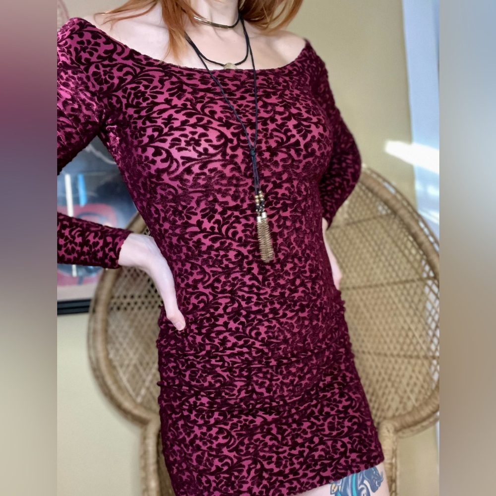 Vintage Betsey Johnson Burgundy Bodycon Dress